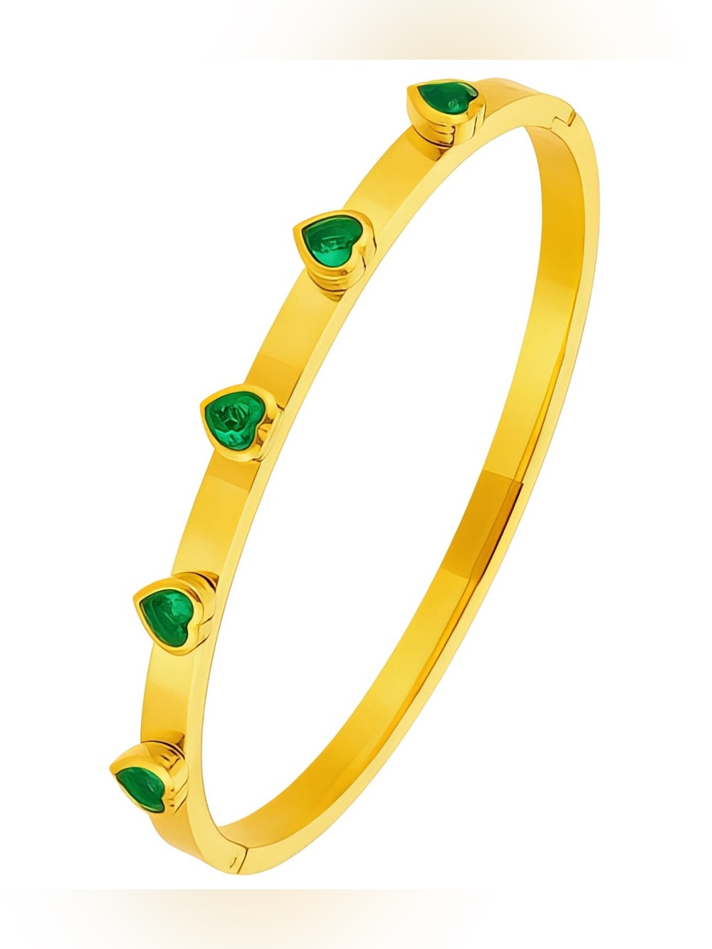 18K Gold Plated Stainless Steel Bracelet with Green Stones NWT